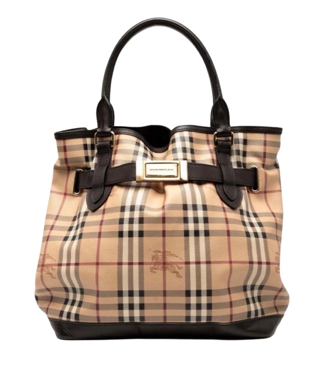 BURBERRY Коричневая кожаная сумка с короткими ручками, фото 1