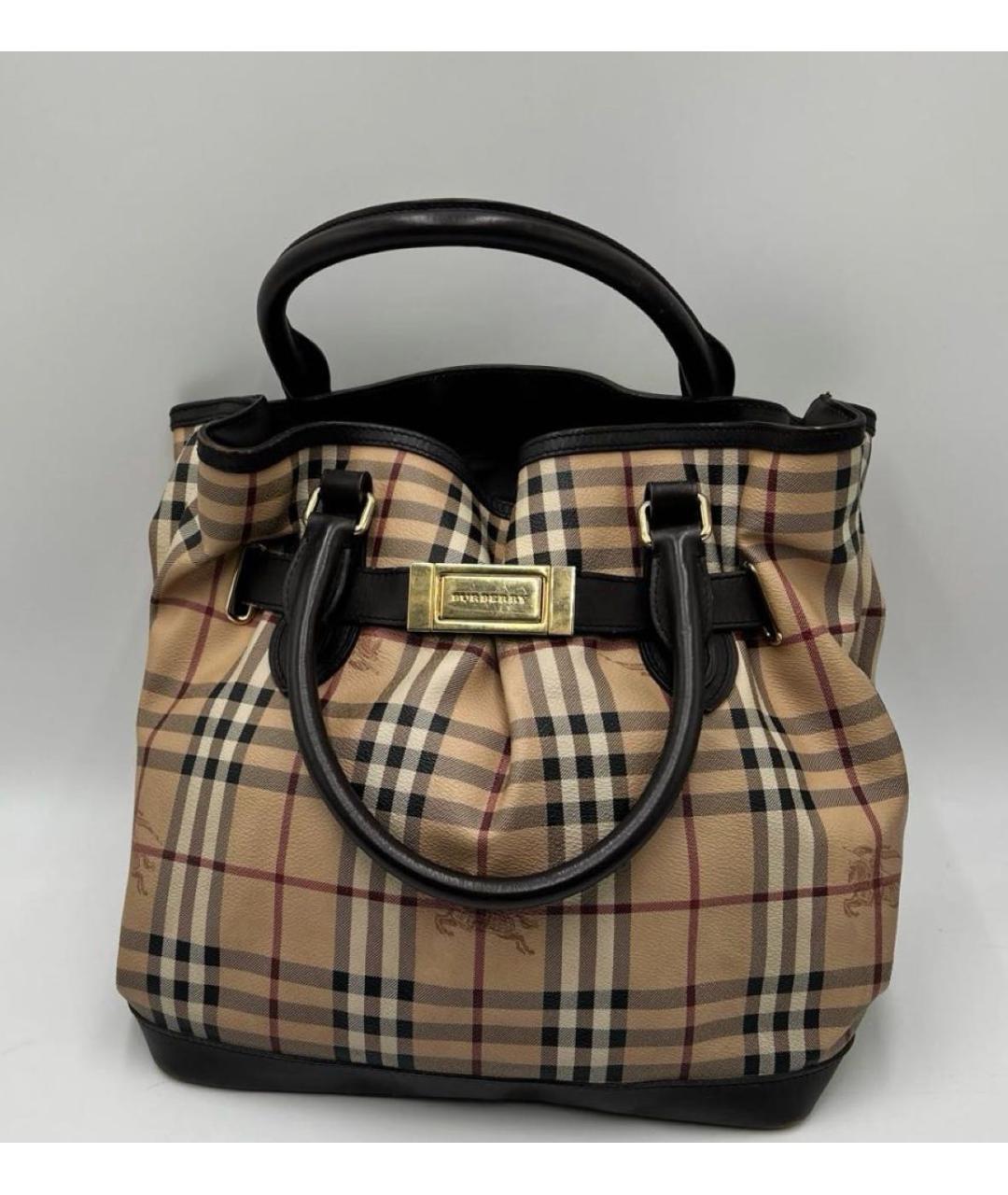 BURBERRY Коричневая кожаная сумка с короткими ручками, фото 2