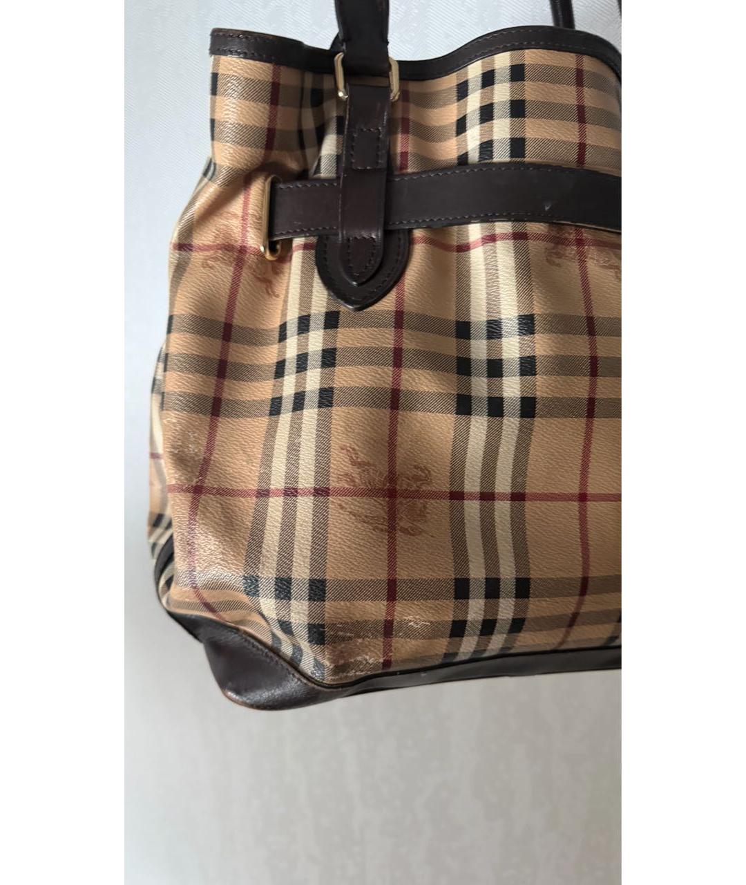 BURBERRY Коричневая кожаная сумка с короткими ручками, фото 6