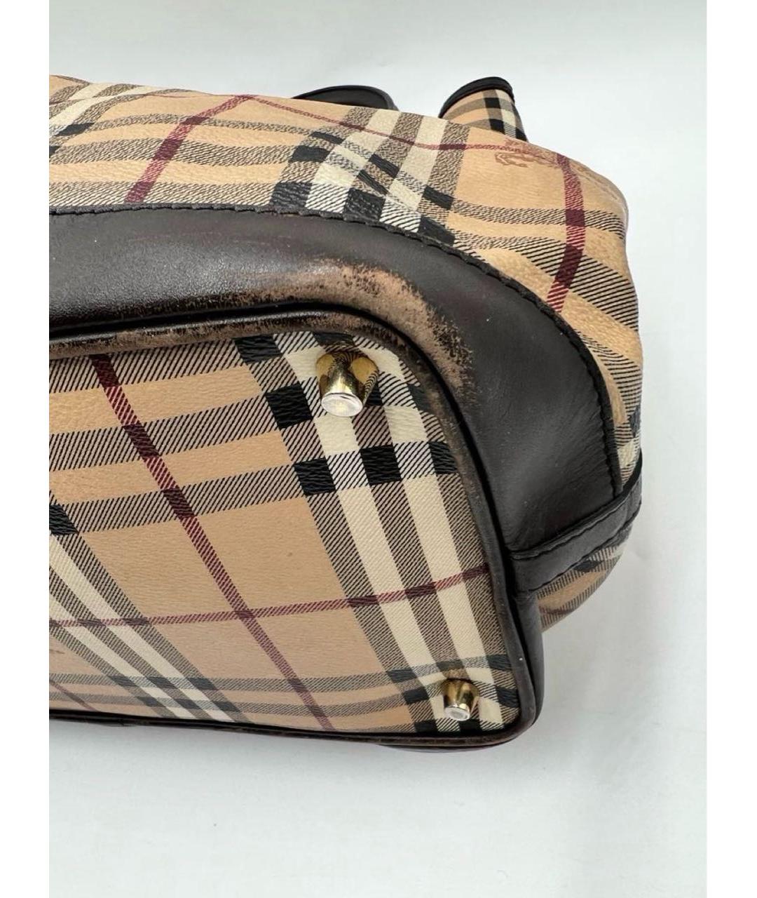 BURBERRY Коричневая кожаная сумка с короткими ручками, фото 8