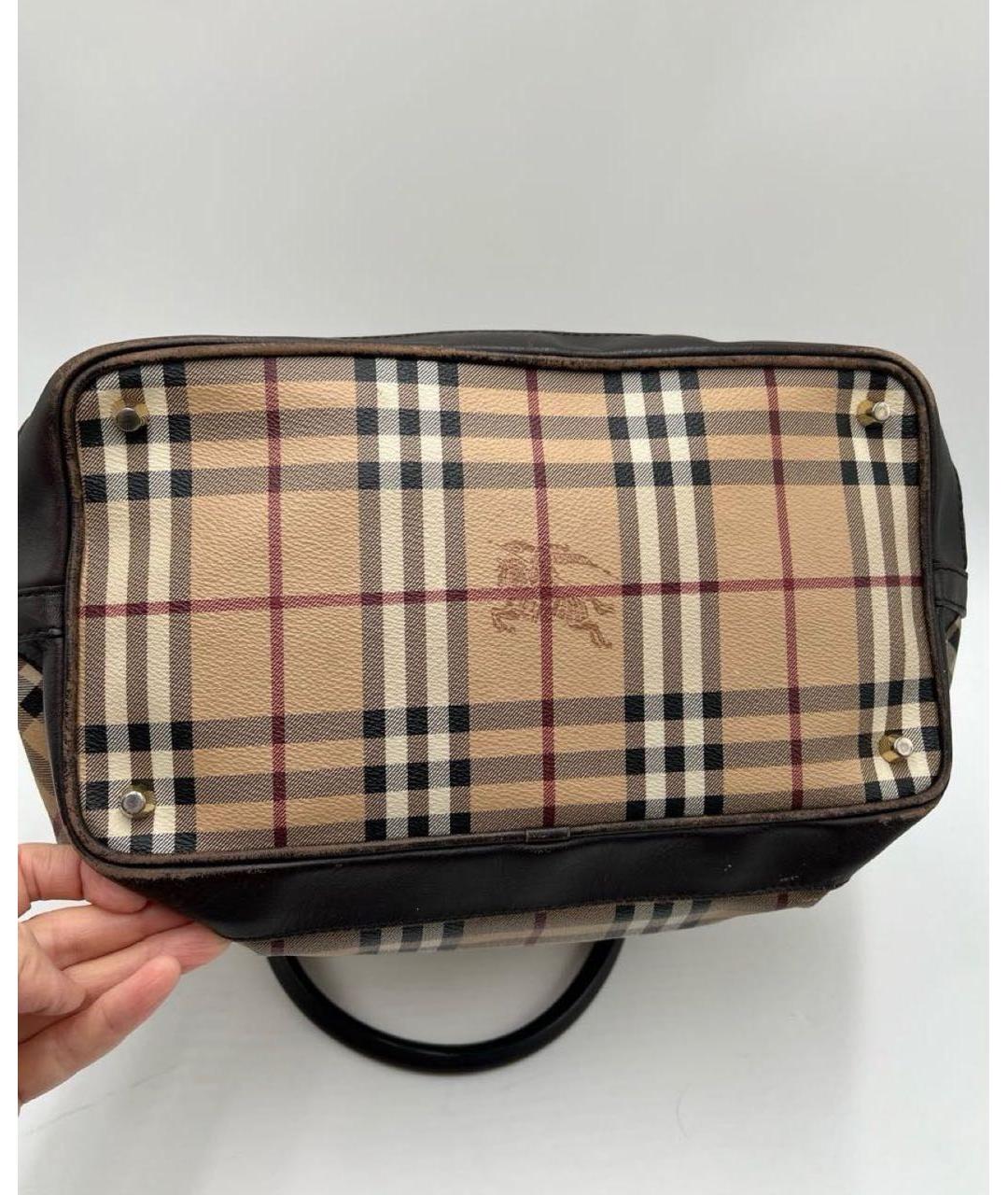 BURBERRY Коричневая кожаная сумка с короткими ручками, фото 4