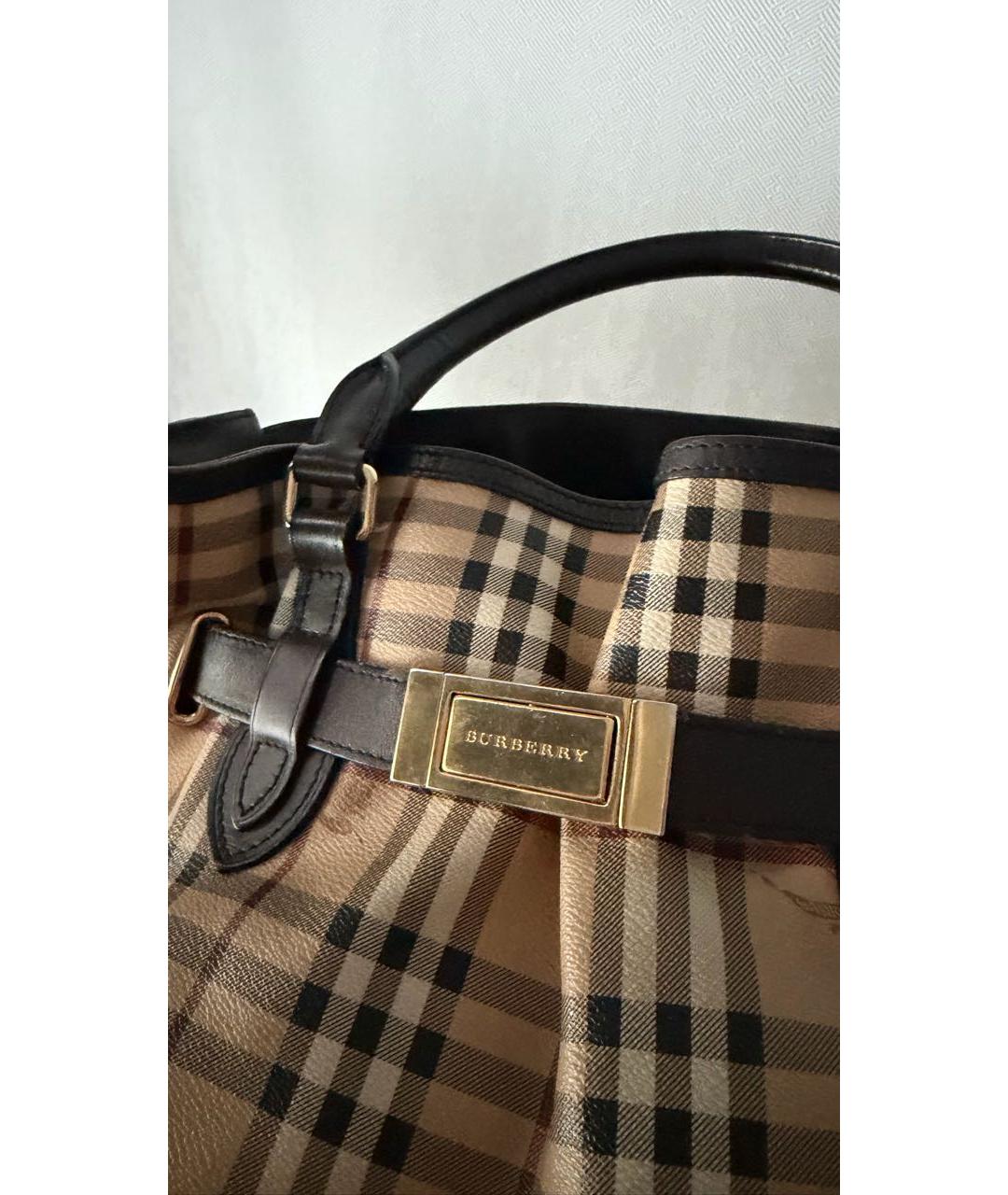 BURBERRY Коричневая кожаная сумка с короткими ручками, фото 7