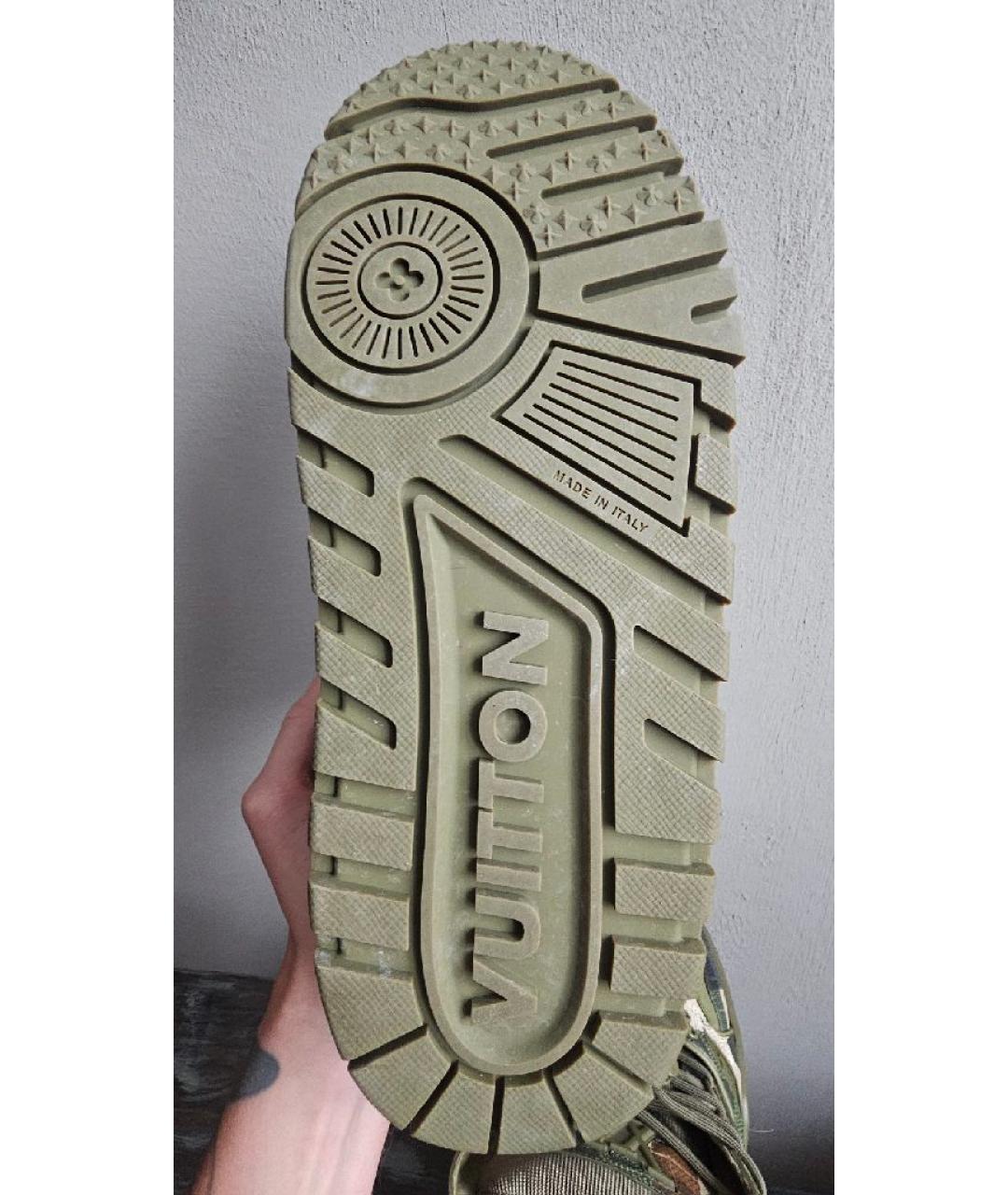 LOUIS VUITTON Хаки кожаные низкие кроссовки / кеды, фото 9