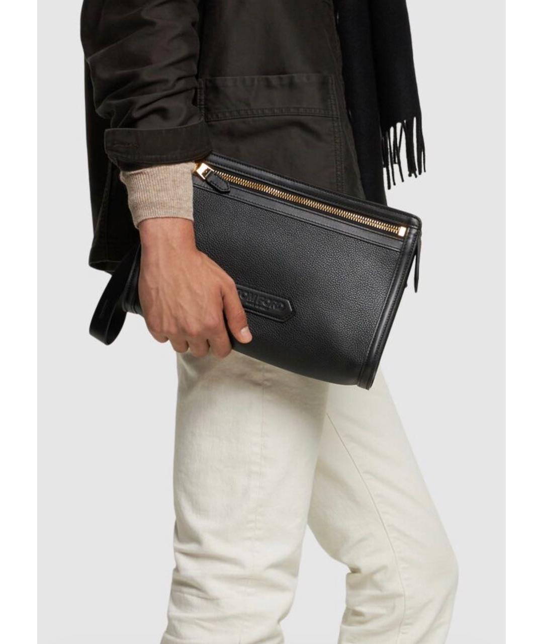 TOM FORD Черная кожаная барсетка, фото 6