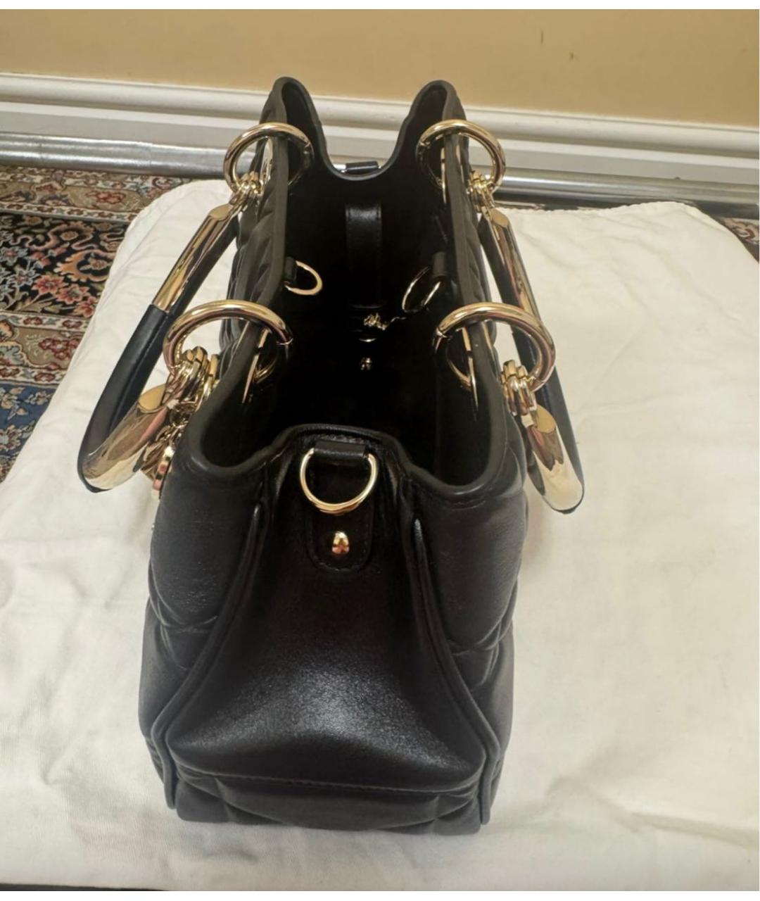 CHRISTIAN DIOR Черная кожаная сумка тоут, фото 4