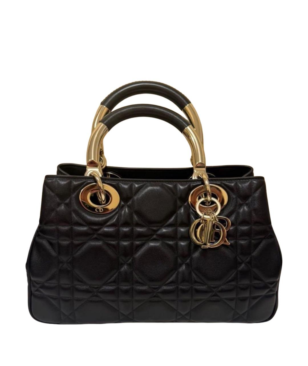 CHRISTIAN DIOR Черная кожаная сумка тоут, фото 1