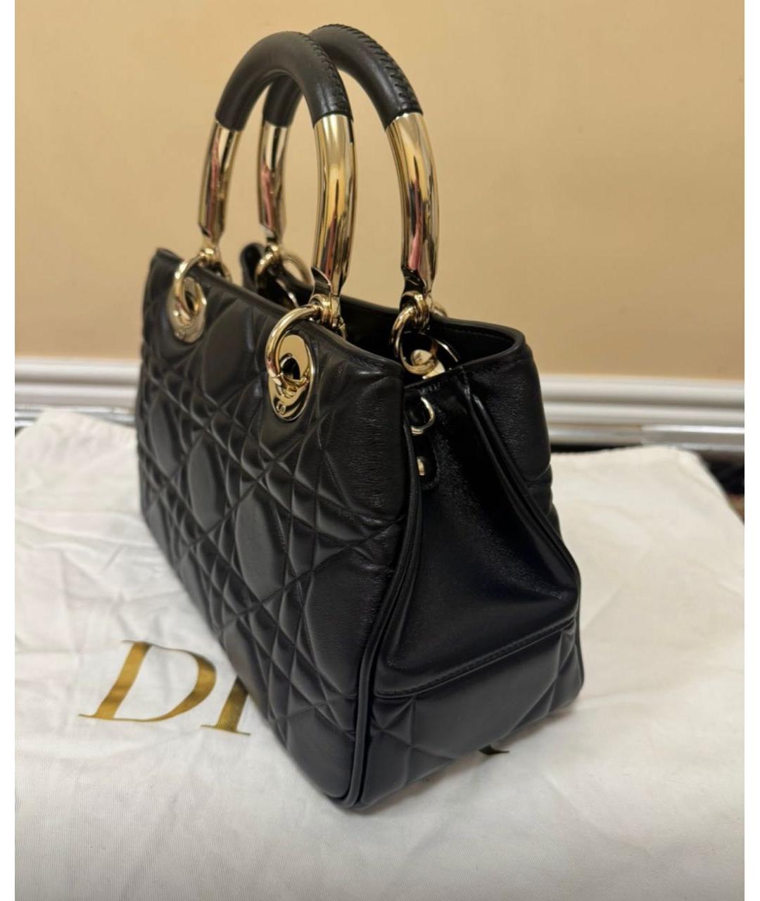 CHRISTIAN DIOR Черная кожаная сумка тоут, фото 2