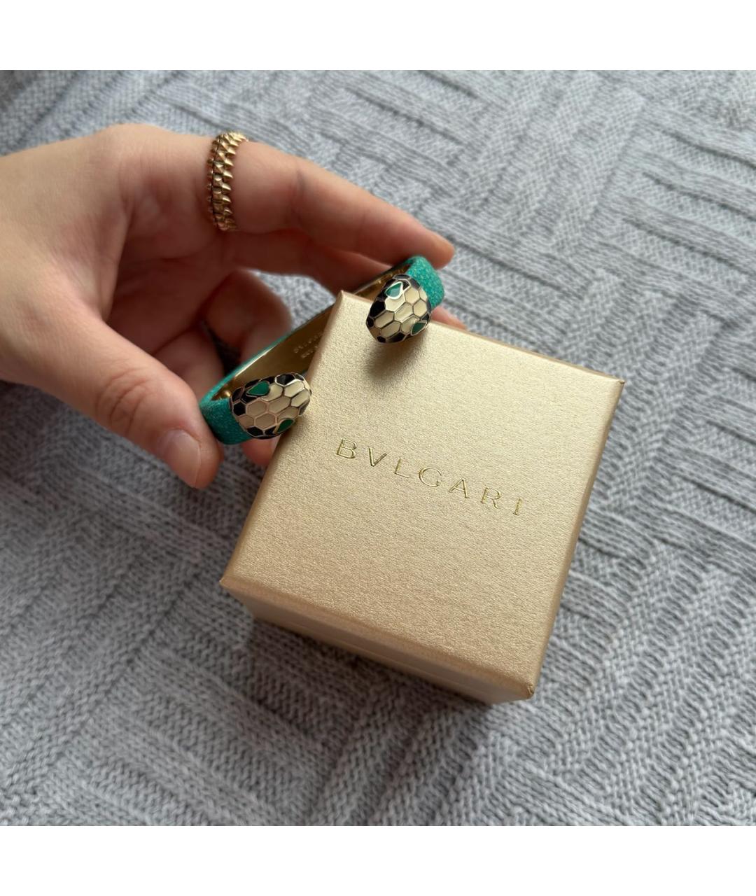 BVLGARI Бирюзовый кожаный браслет, фото 2