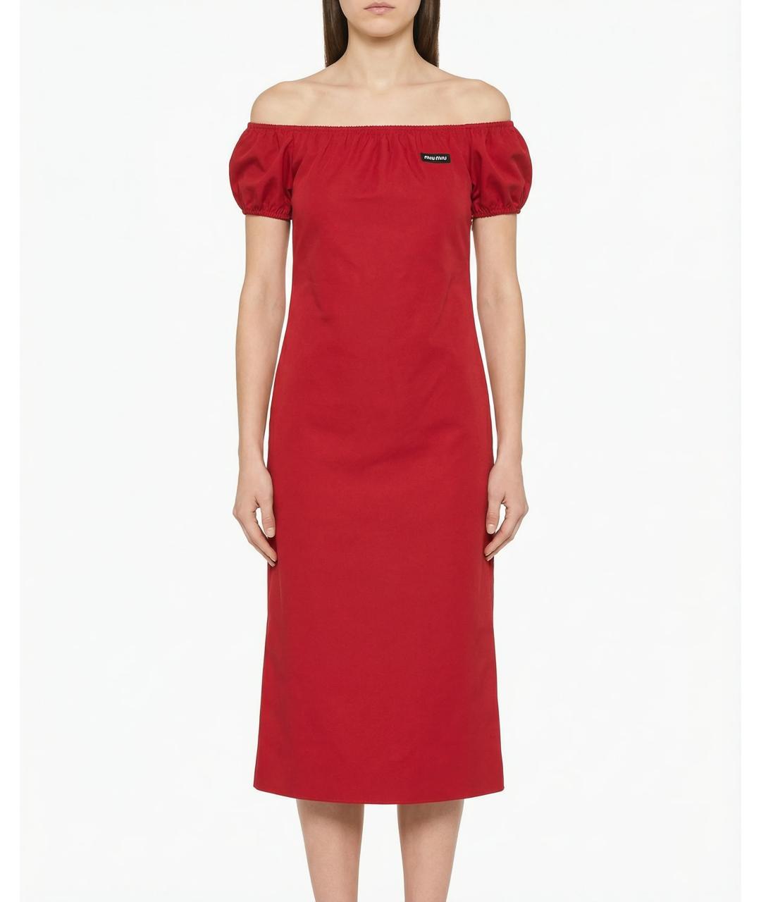 MIU MIU Красное хлопковое коктейльное платье, фото 4
