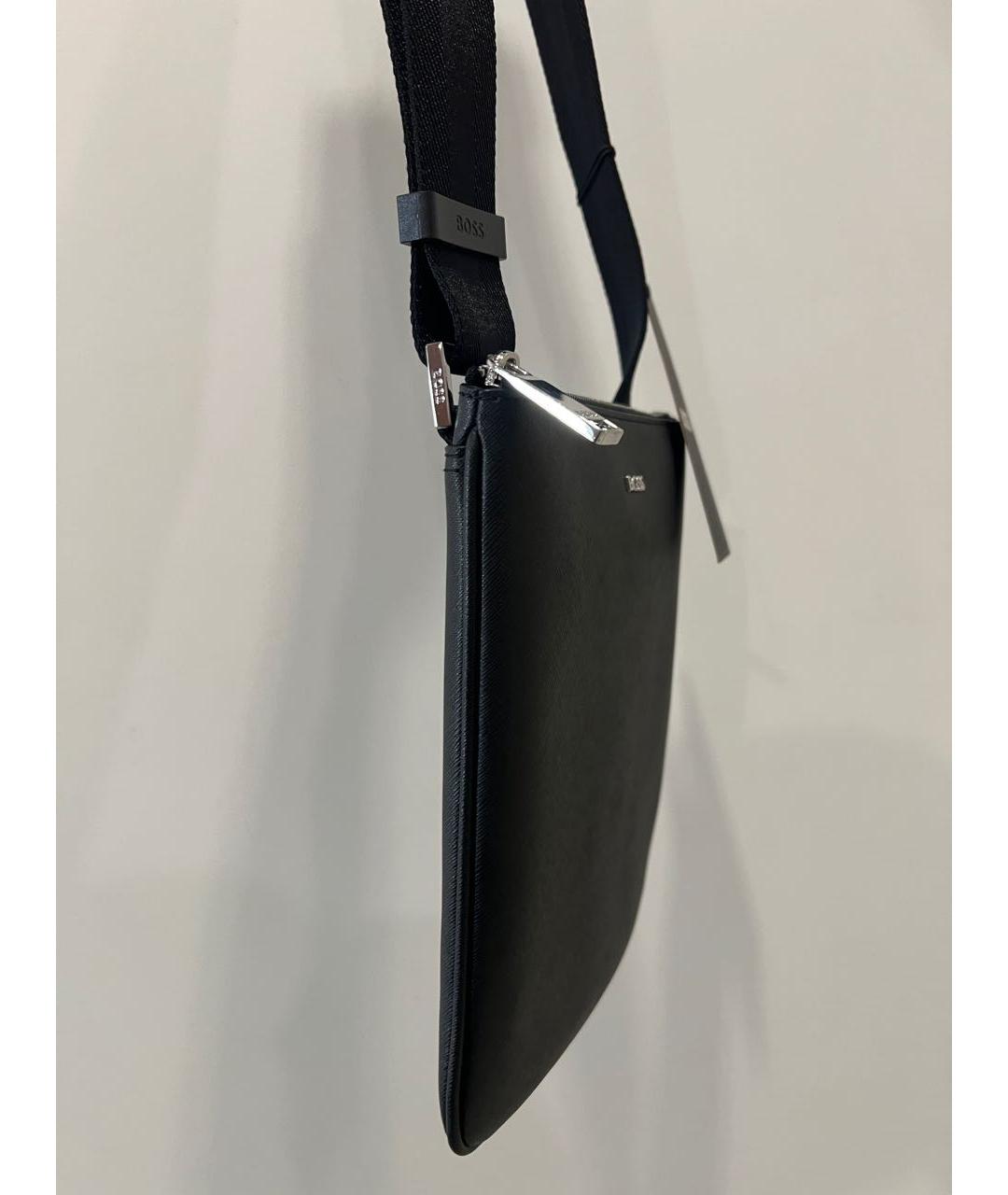 HUGO BOSS Черная кожаная сумка на плечо, фото 7
