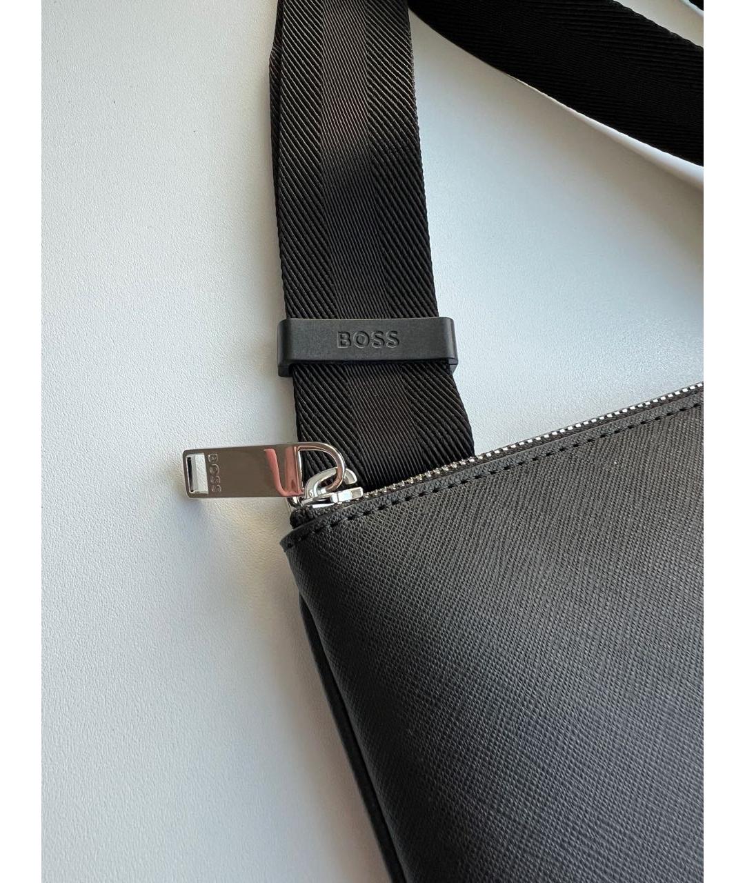 HUGO BOSS Черная кожаная сумка на плечо, фото 4