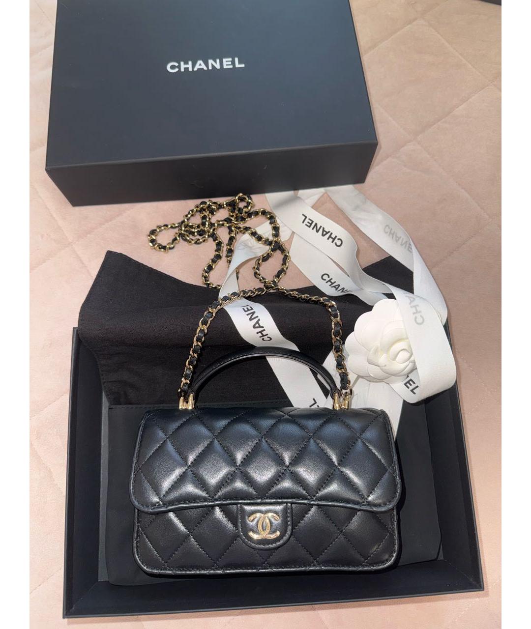 CHANEL Черная кожаная сумка через плечо, фото 8