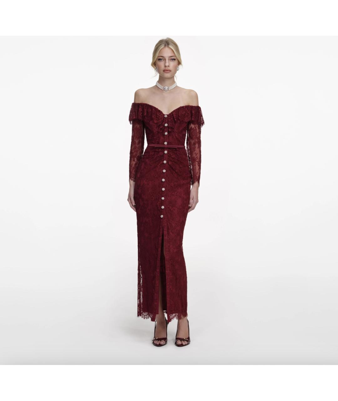 SELF-PORTRAIT Бордовое полиамидовое коктейльное платье, фото 3