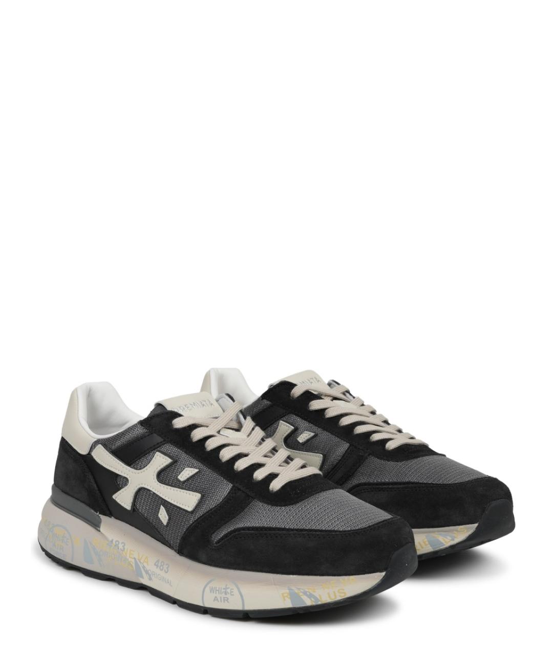 PREMIATA Черные замшевые низкие кроссовки / кеды, фото 2