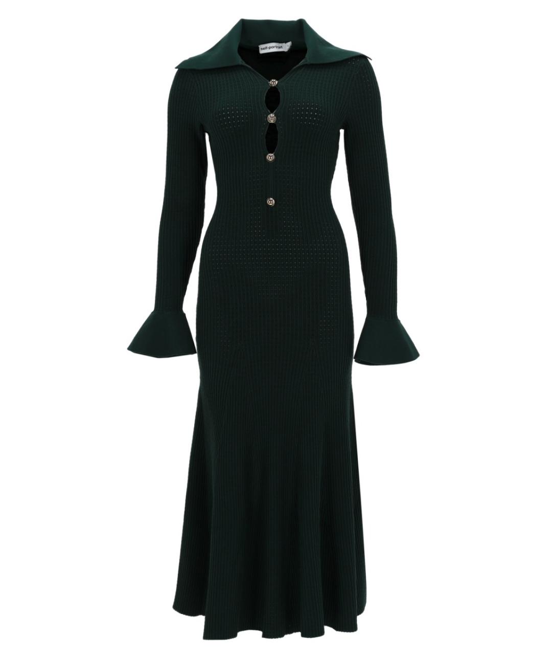 SELF-PORTRAIT Зеленые вискозное повседневное платье, фото 1