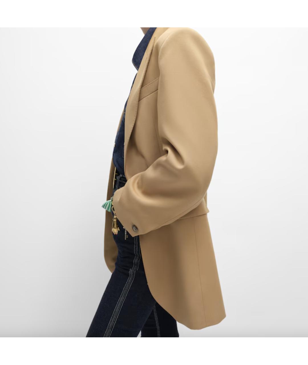 CELINE Бежевый шерстяной жакет/пиджак, фото 4