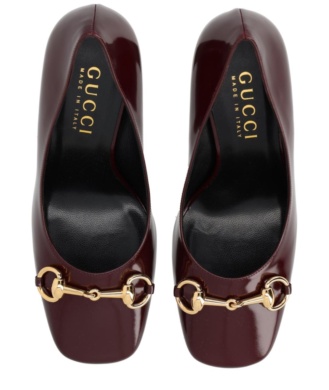 GUCCI Бордовые кожаные туфли, фото 5