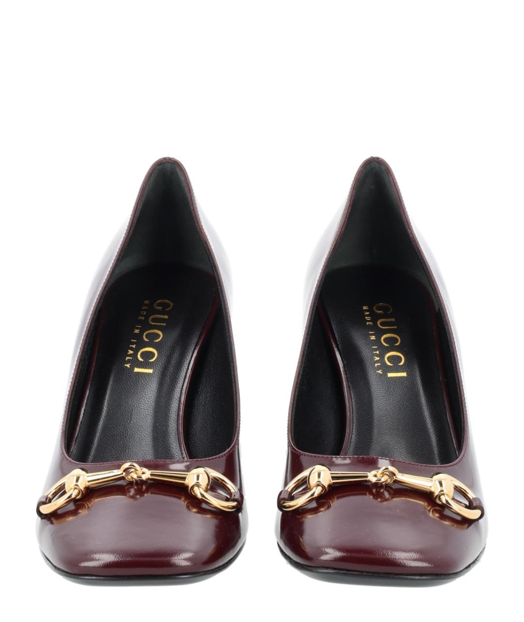GUCCI Бордовые кожаные туфли, фото 3