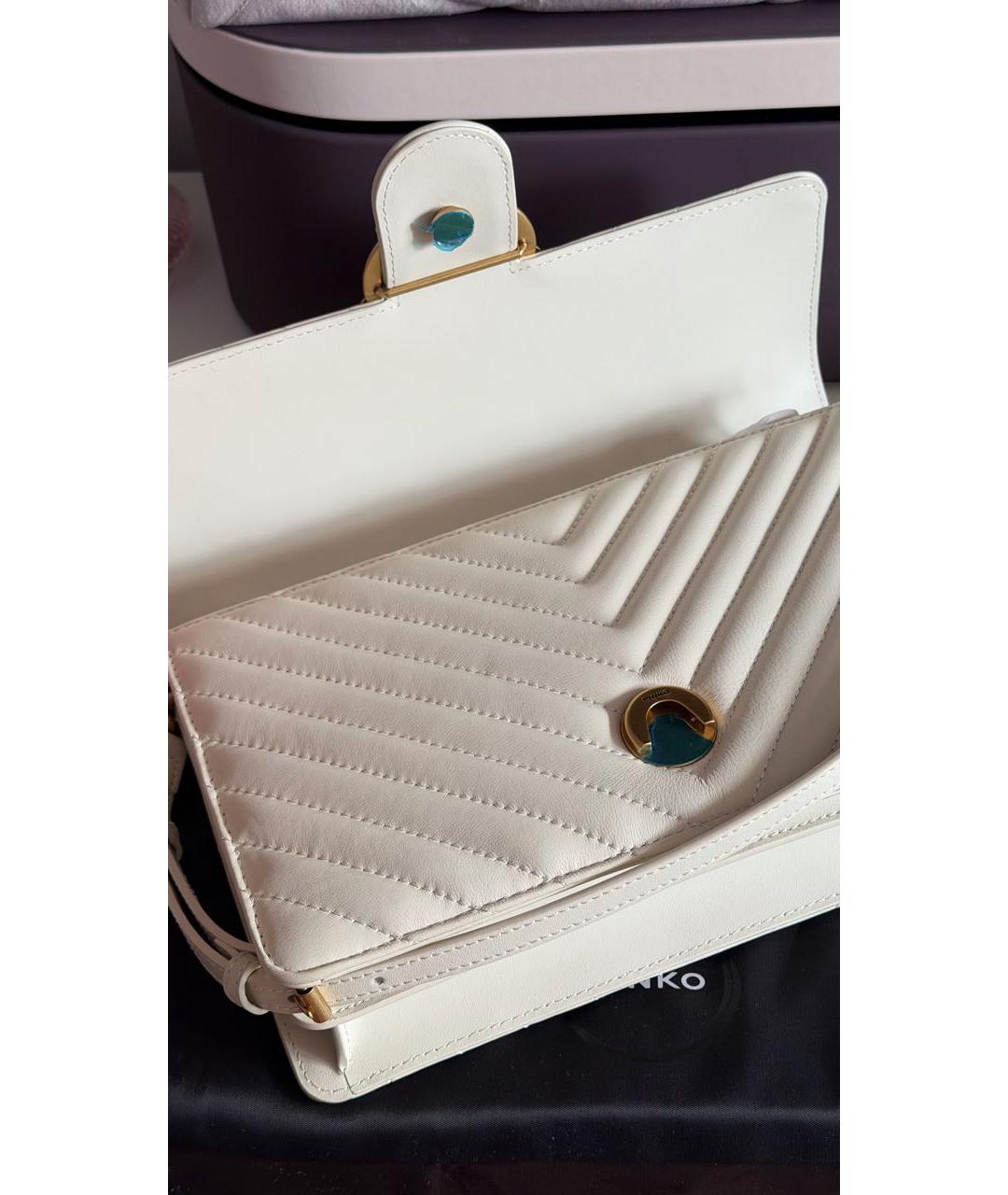 PINKO Белая кожаная сумка через плечо, фото 5