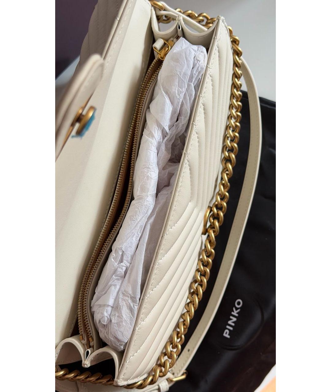 PINKO Белая кожаная сумка через плечо, фото 6
