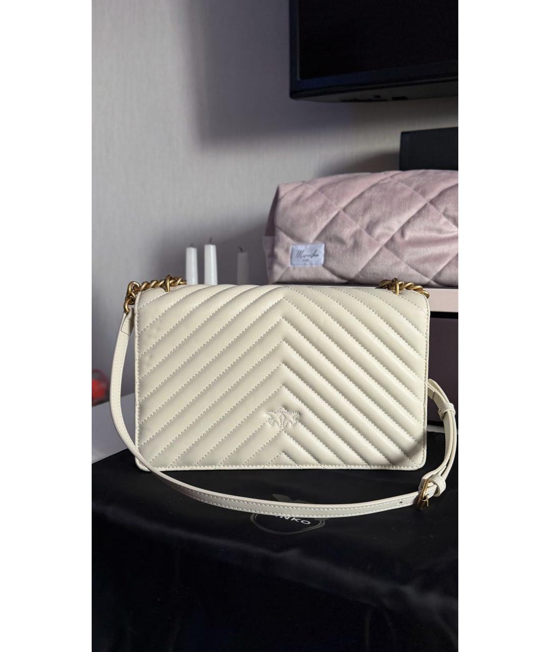 PINKO Белая кожаная сумка через плечо, фото 3