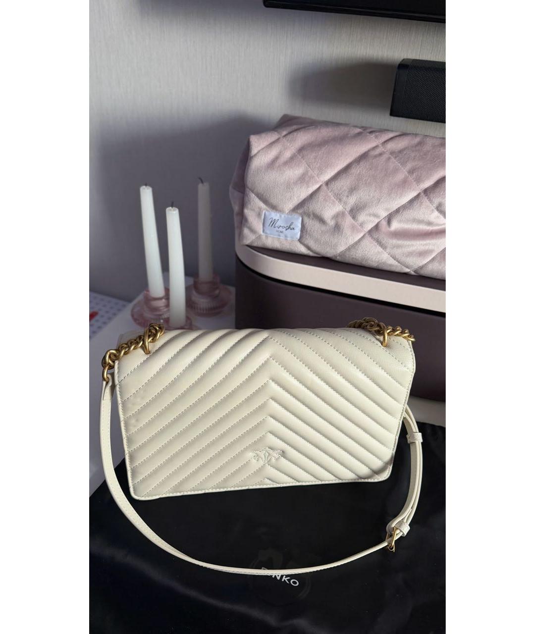 PINKO Белая кожаная сумка через плечо, фото 4