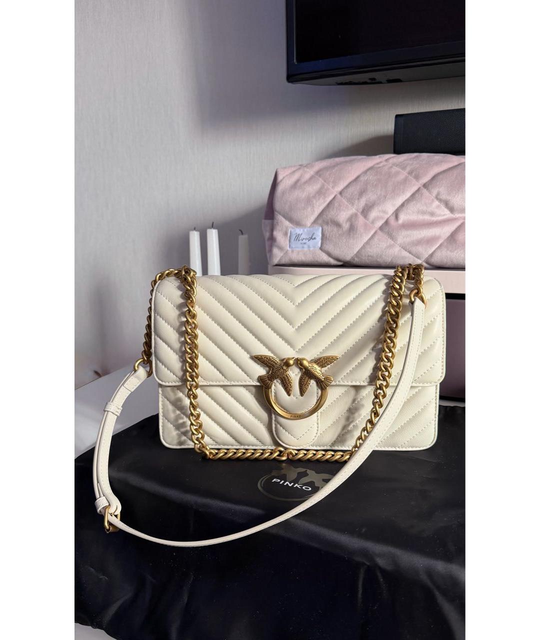 PINKO Белая кожаная сумка через плечо, фото 2