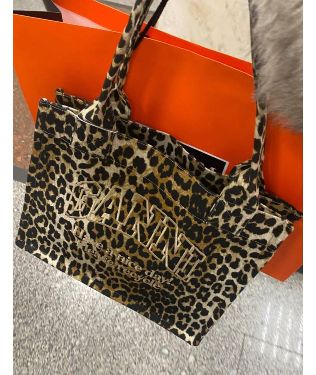 GANNI Коричневая тканевая сумка тоут, фото 2