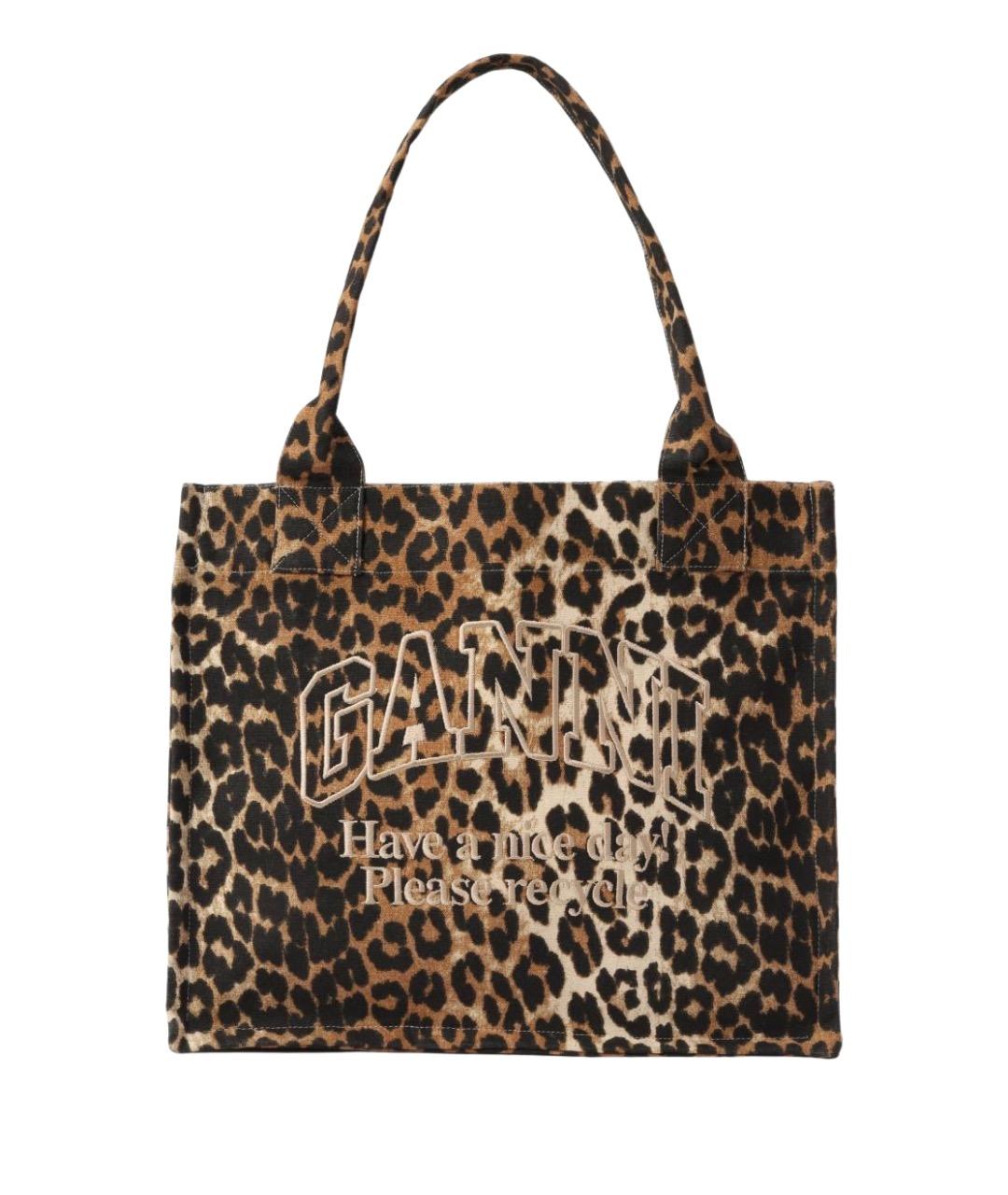 GANNI Коричневая тканевая сумка тоут, фото 1