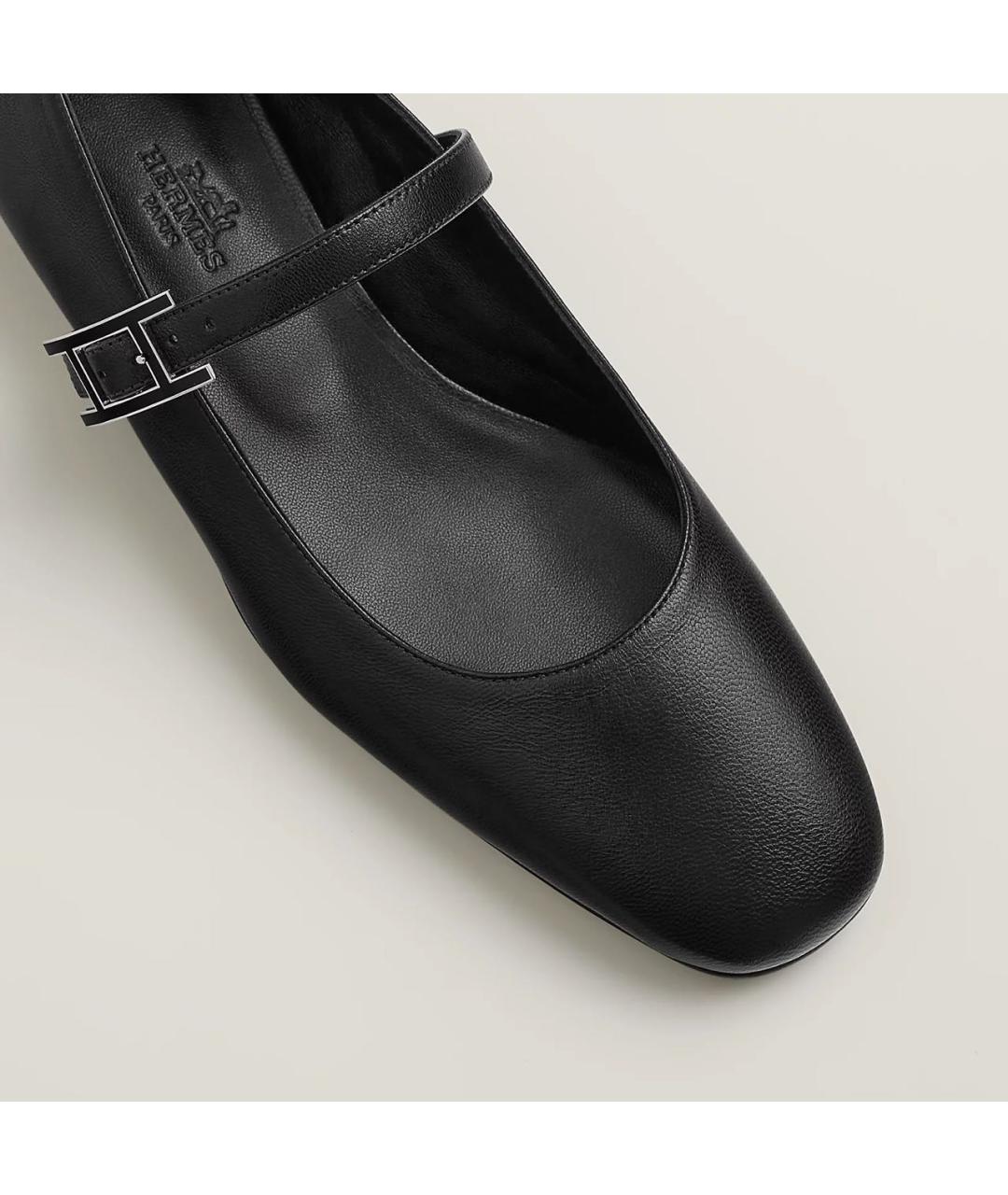 HERMES Черные кожаные балетки, фото 3