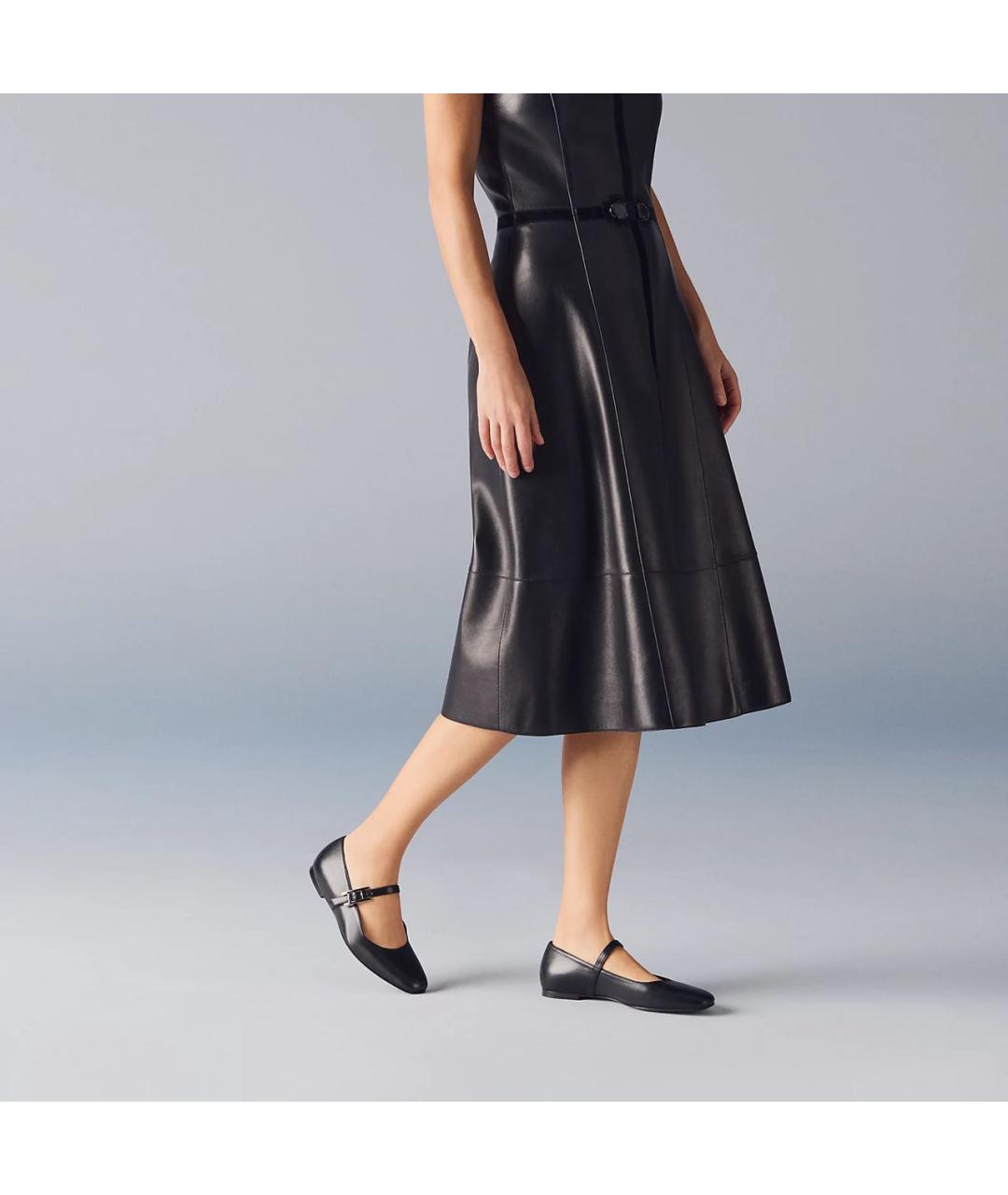 HERMES Черные кожаные балетки, фото 5