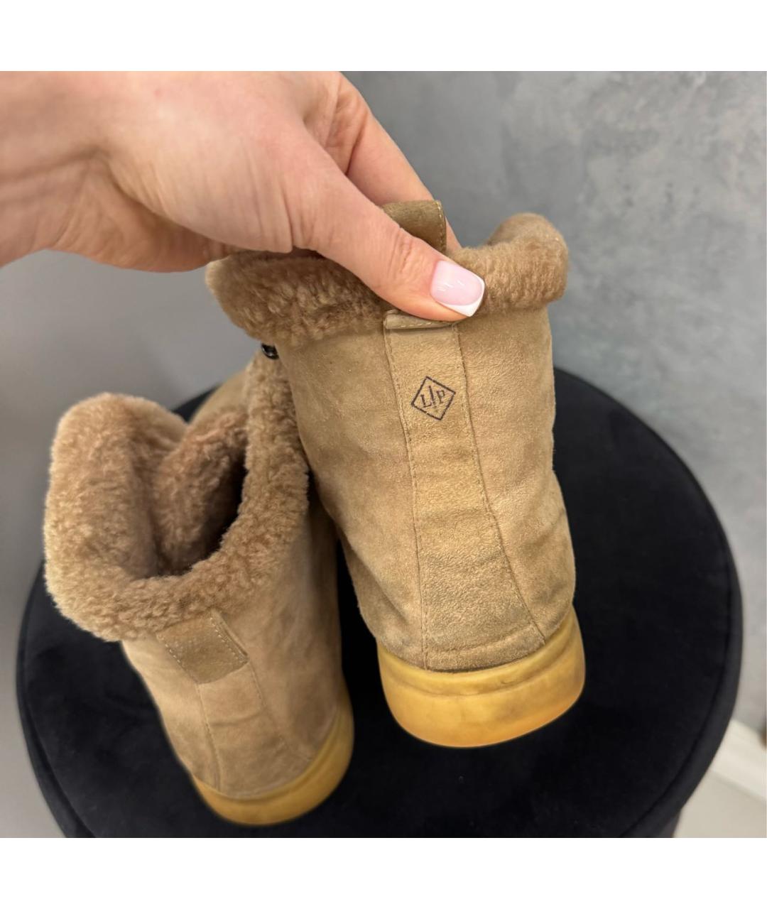 LORO PIANA Коричневые замшевые ботинки, фото 8
