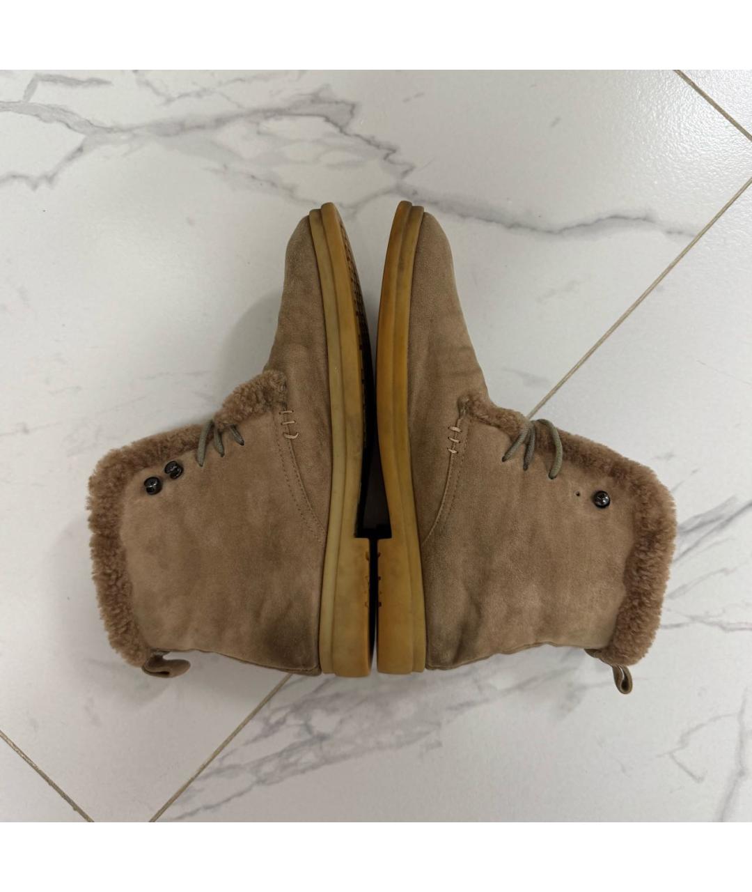 LORO PIANA Коричневые замшевые ботинки, фото 5