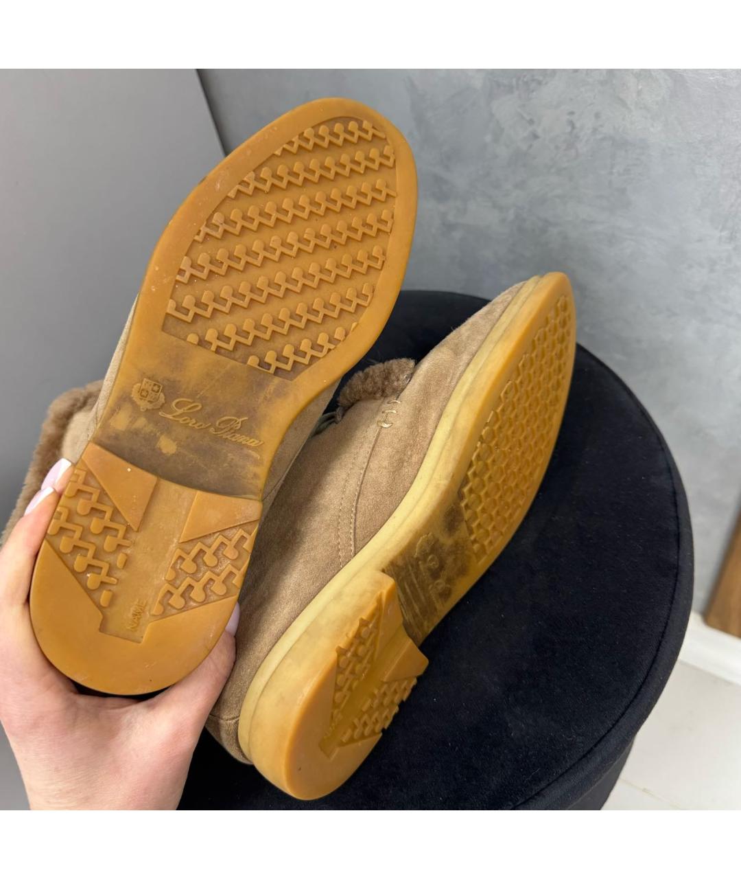 LORO PIANA Коричневые замшевые ботинки, фото 7