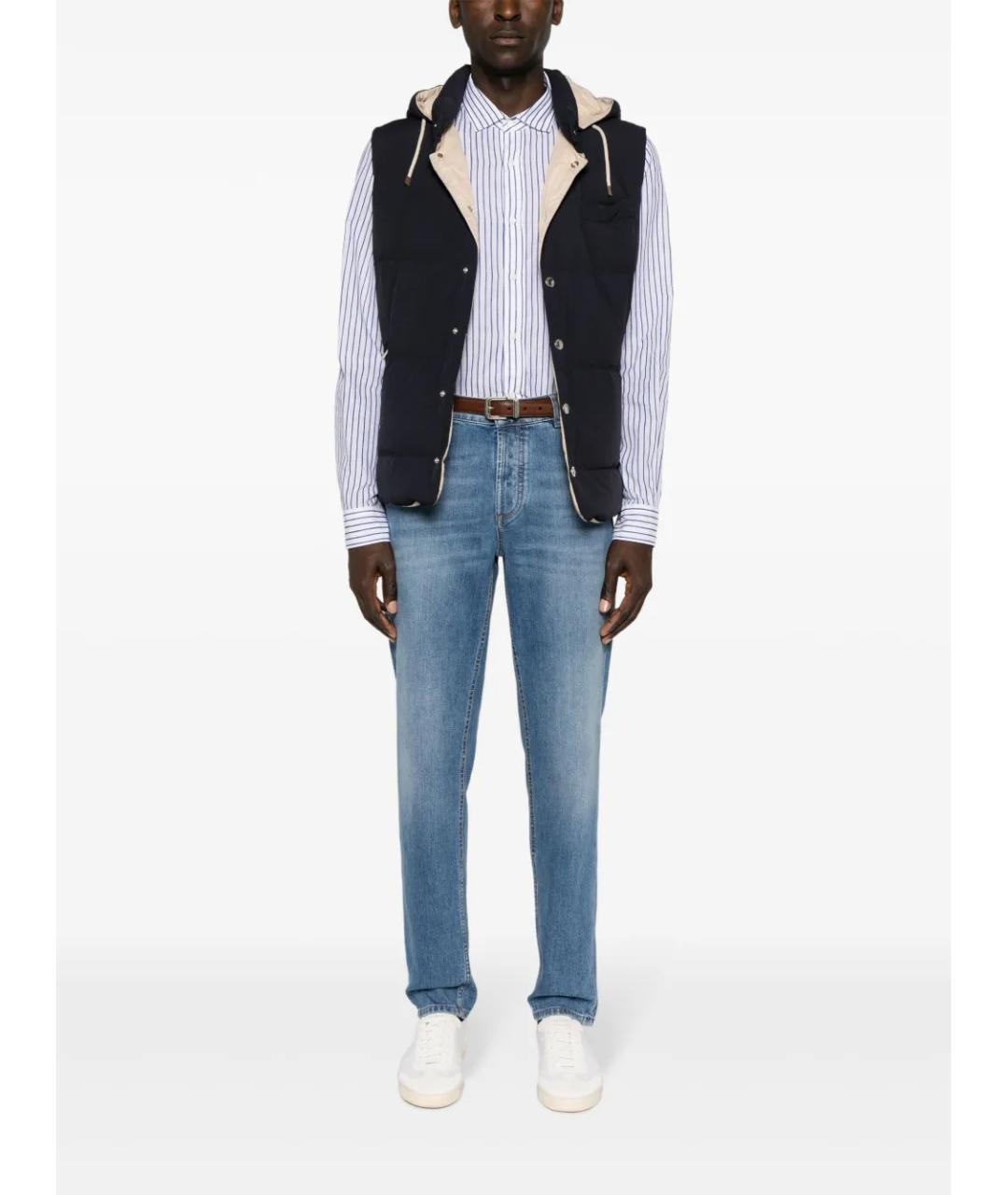 BRUNELLO CUCINELLI Голубые хлопковые джинсы скинни, фото 3