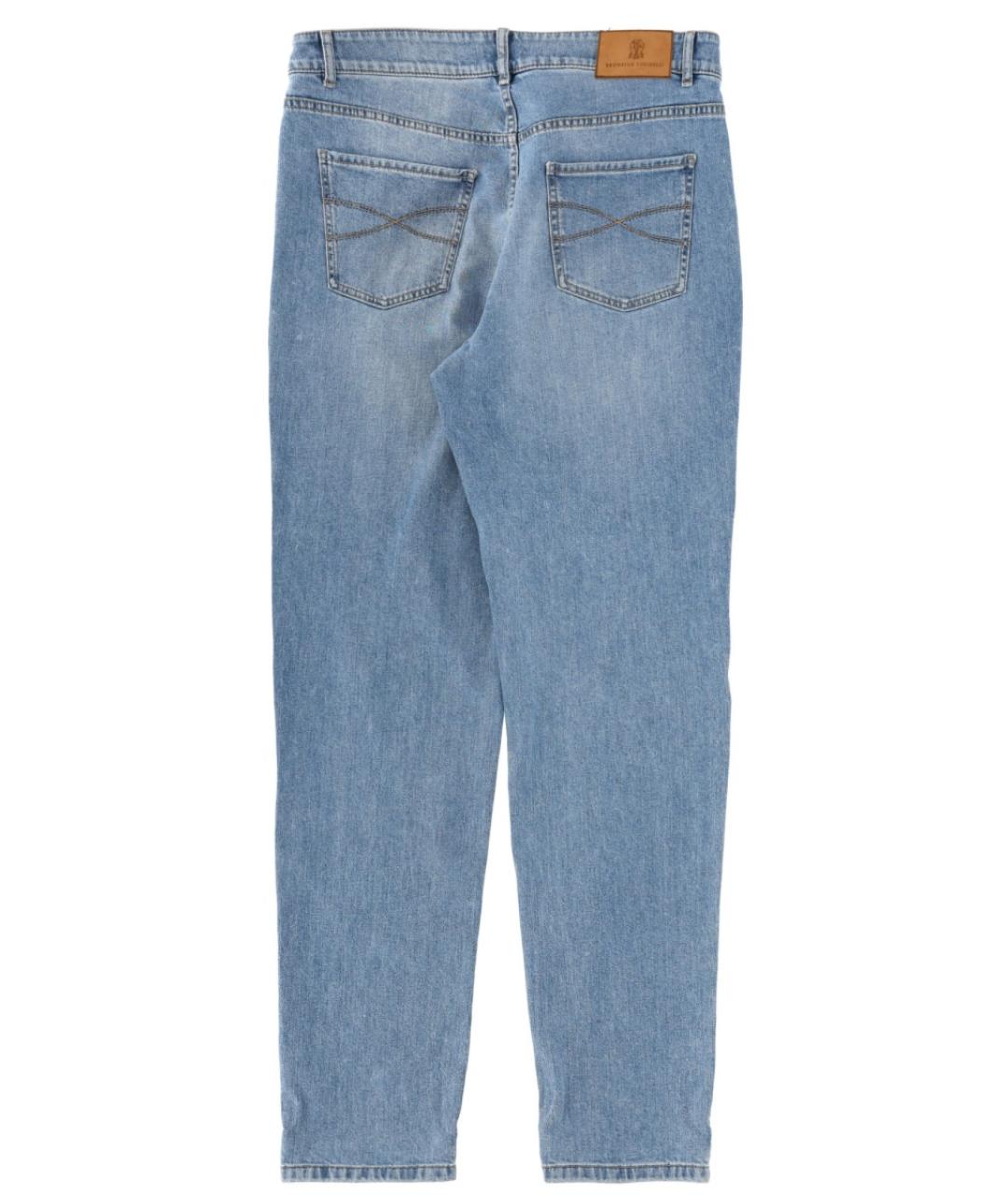 BRUNELLO CUCINELLI Голубые хлопковые джинсы скинни, фото 2