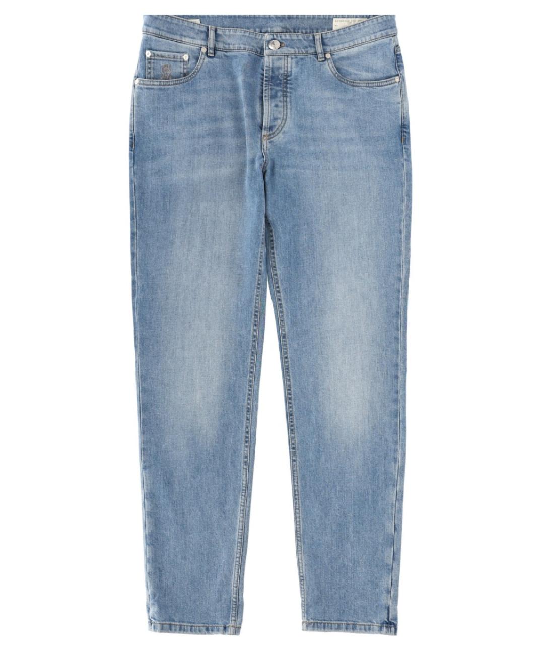 BRUNELLO CUCINELLI Голубые хлопковые джинсы скинни, фото 1