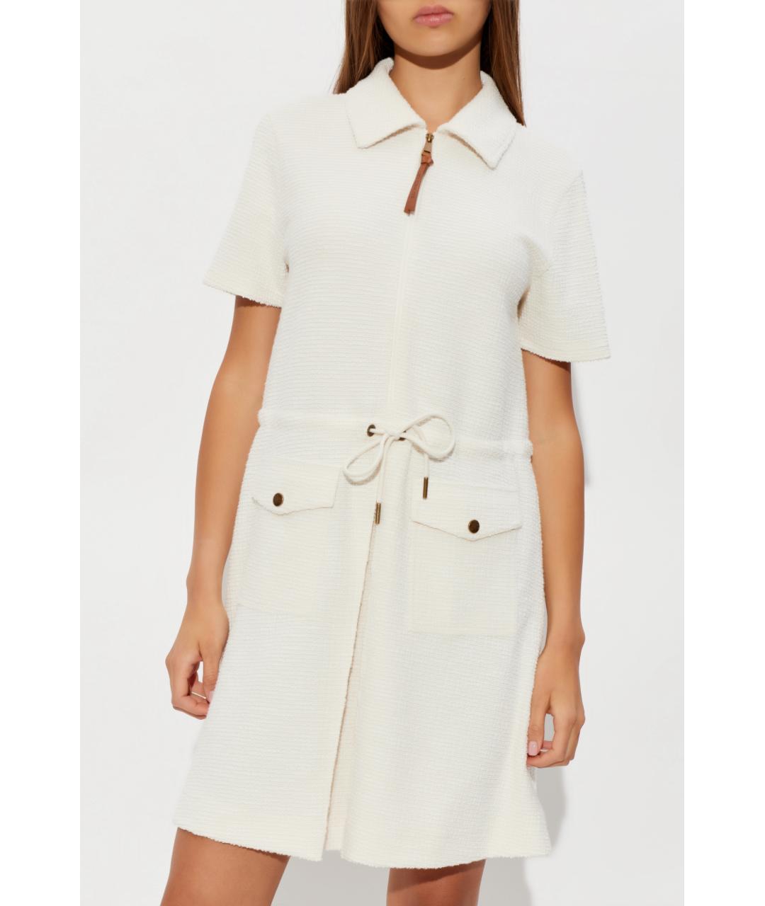 MONCLER Белое полиэстеровое повседневное платье, фото 4