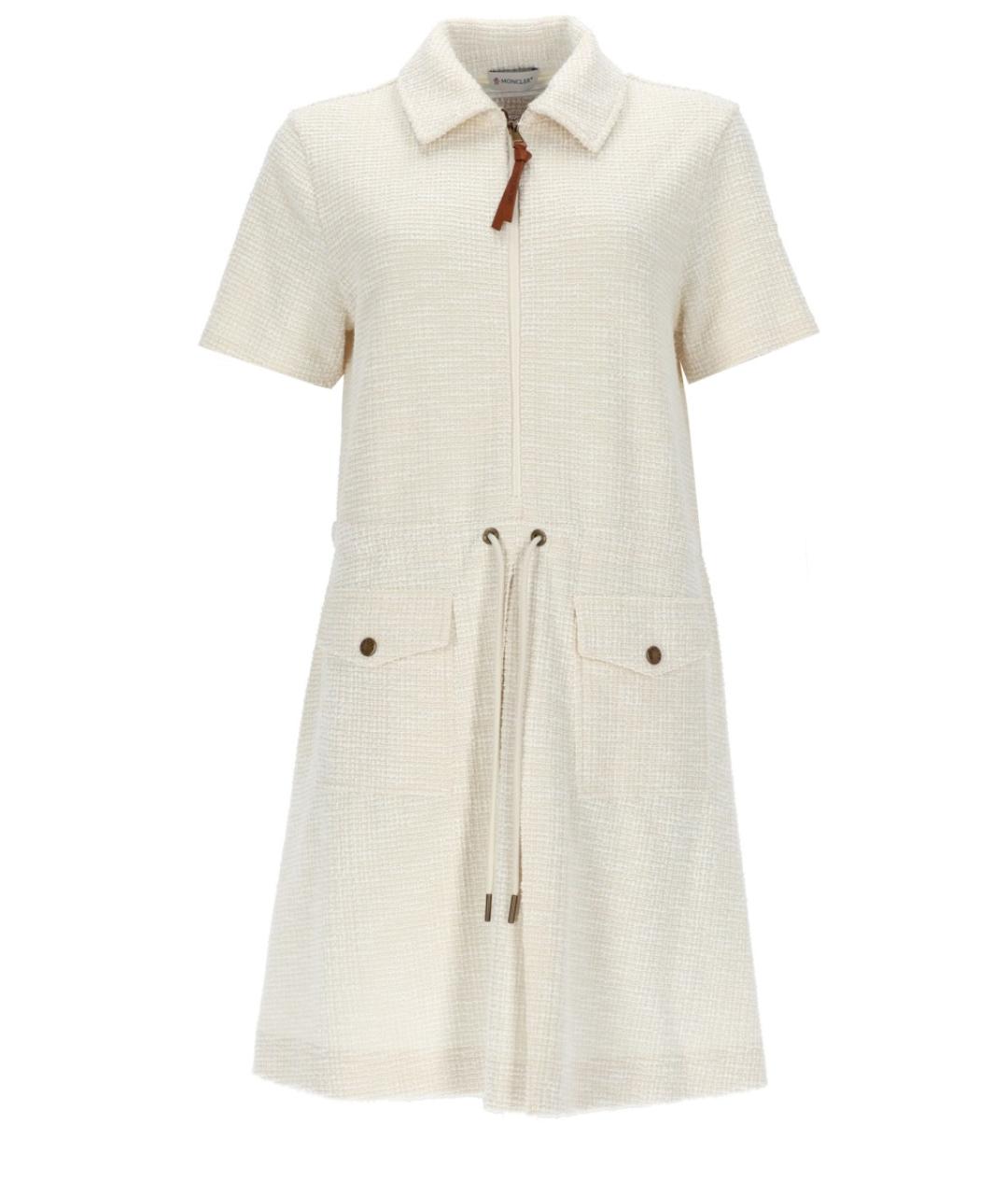 MONCLER Белое полиэстеровое повседневное платье, фото 1