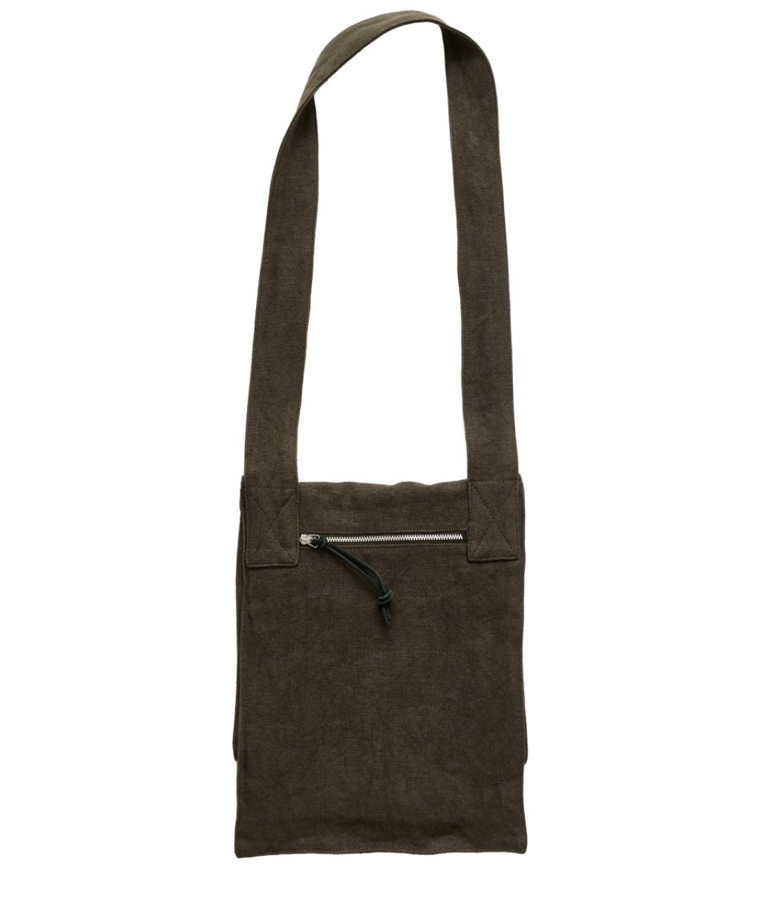 OUR LEGACY Зеленая льняная сумка на плечо, фото 2