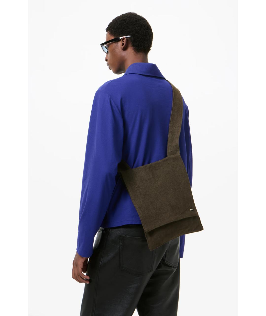 OUR LEGACY Зеленая льняная сумка на плечо, фото 3