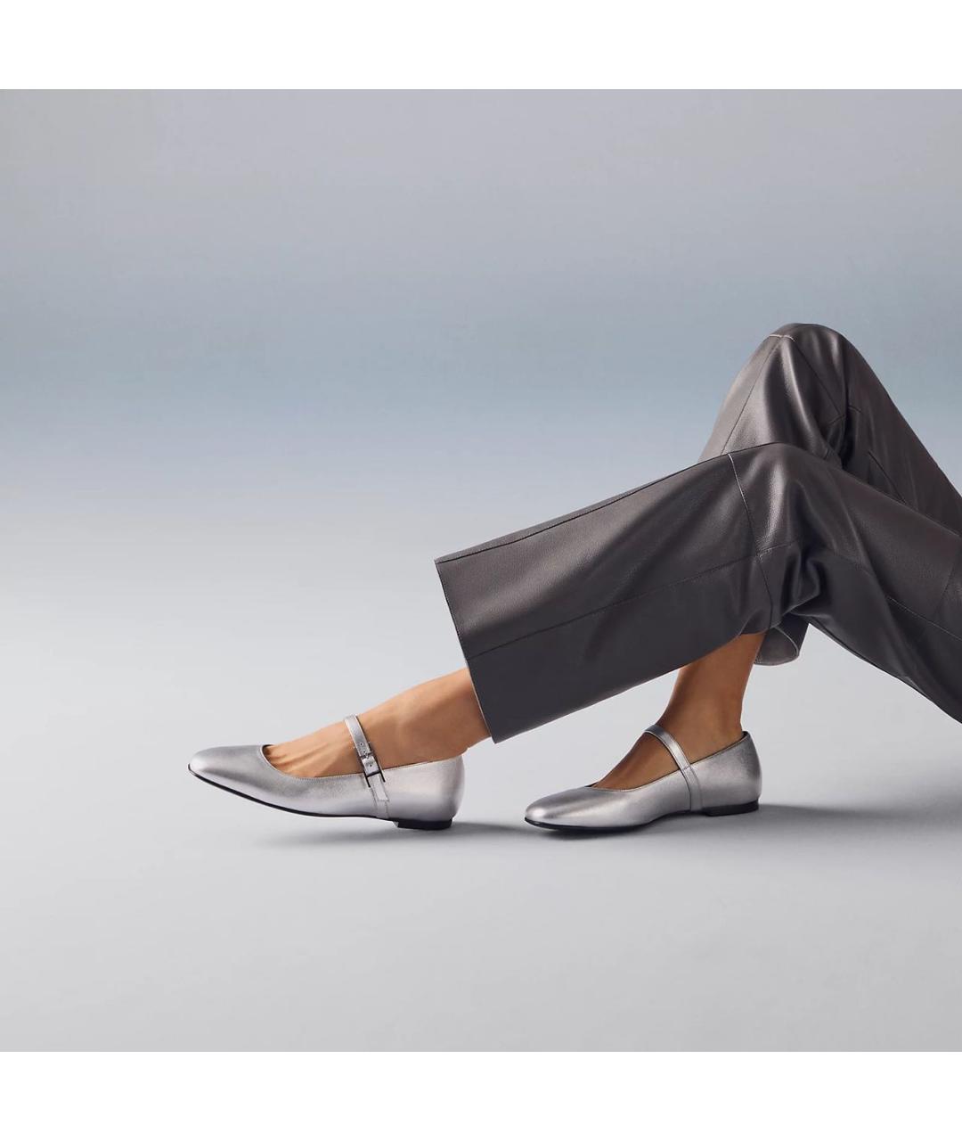 HERMES Серебряные кожаные балетки, фото 5