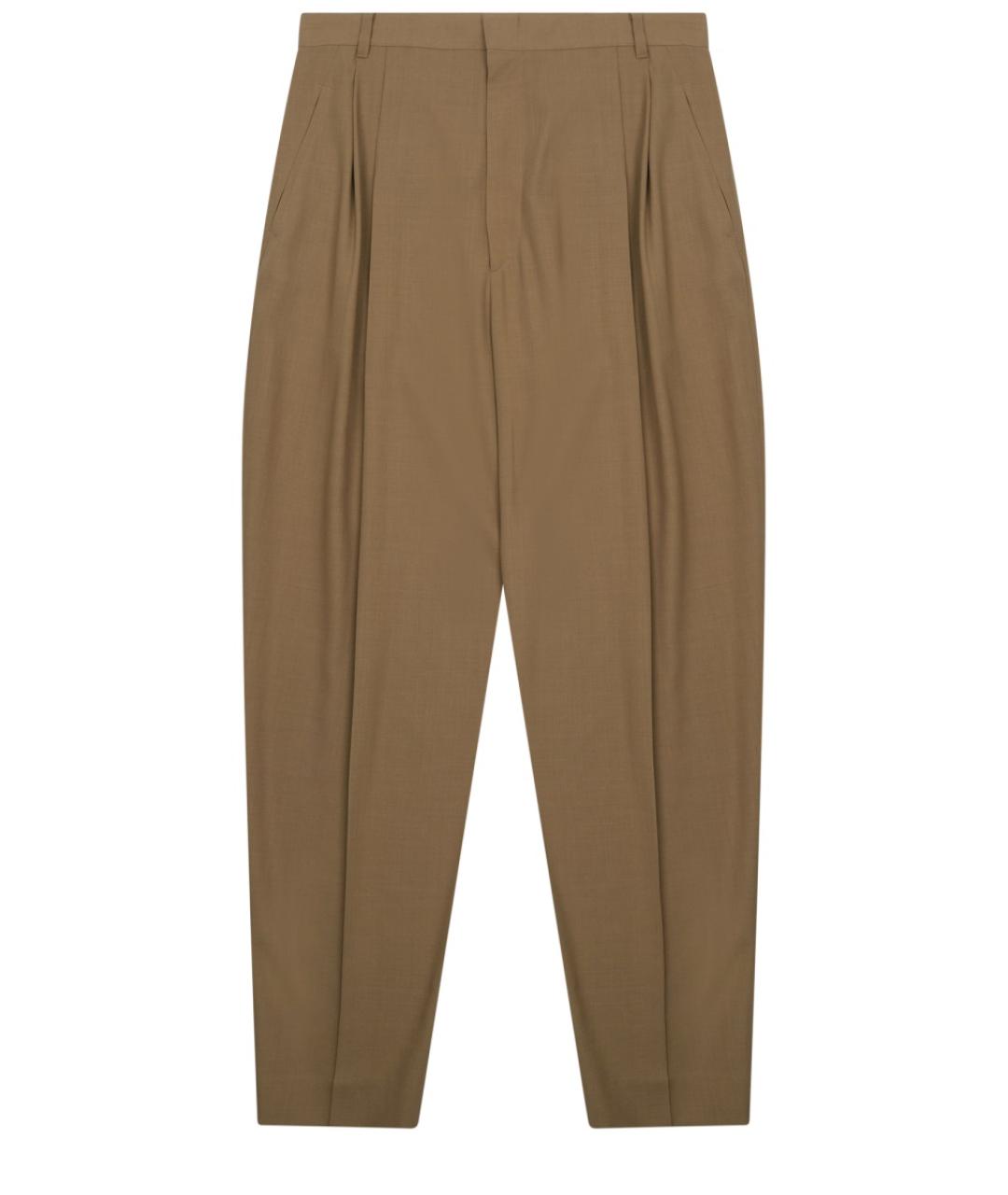 CELINE Коричневые шерстяные прямые брюки, фото 1