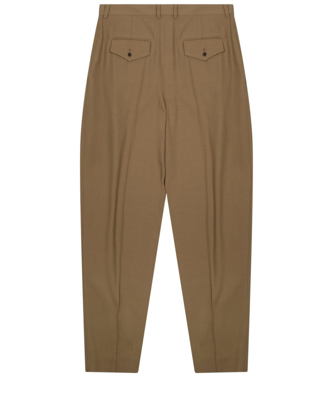 CELINE Коричневые шерстяные прямые брюки, фото 2