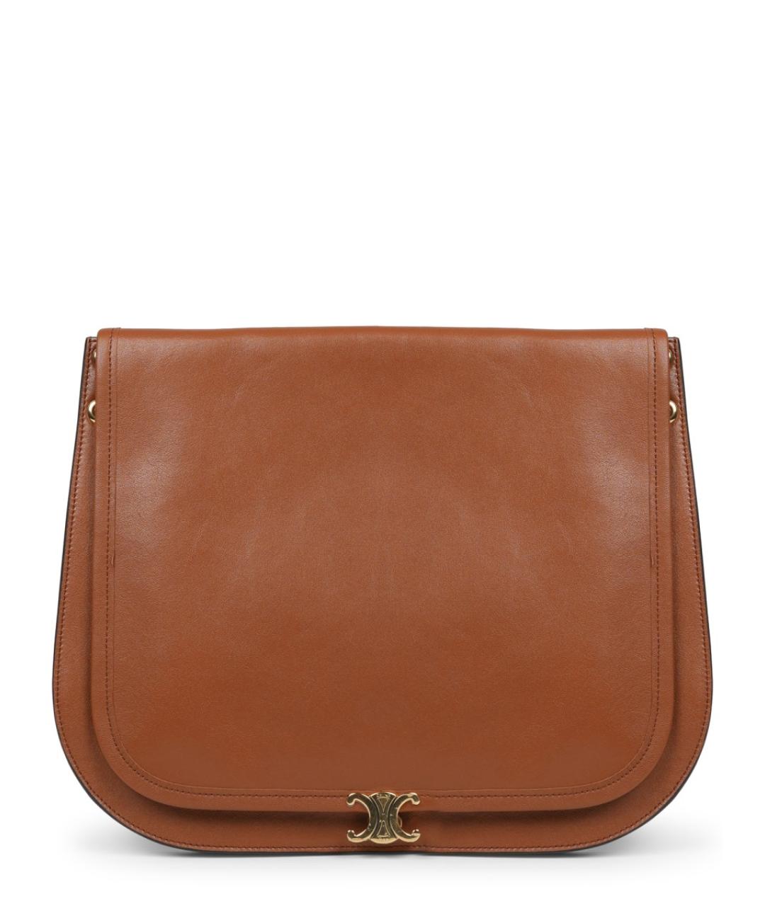 CELINE Коричневая кожаная сумка через плечо, фото 2