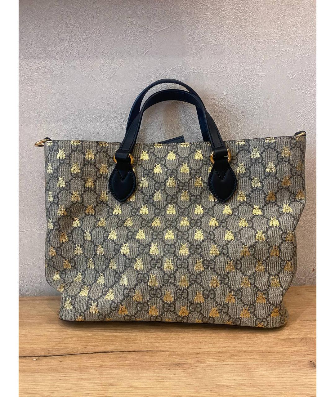 GUCCI Бежевая жаккардовая сумка тоут, фото 8