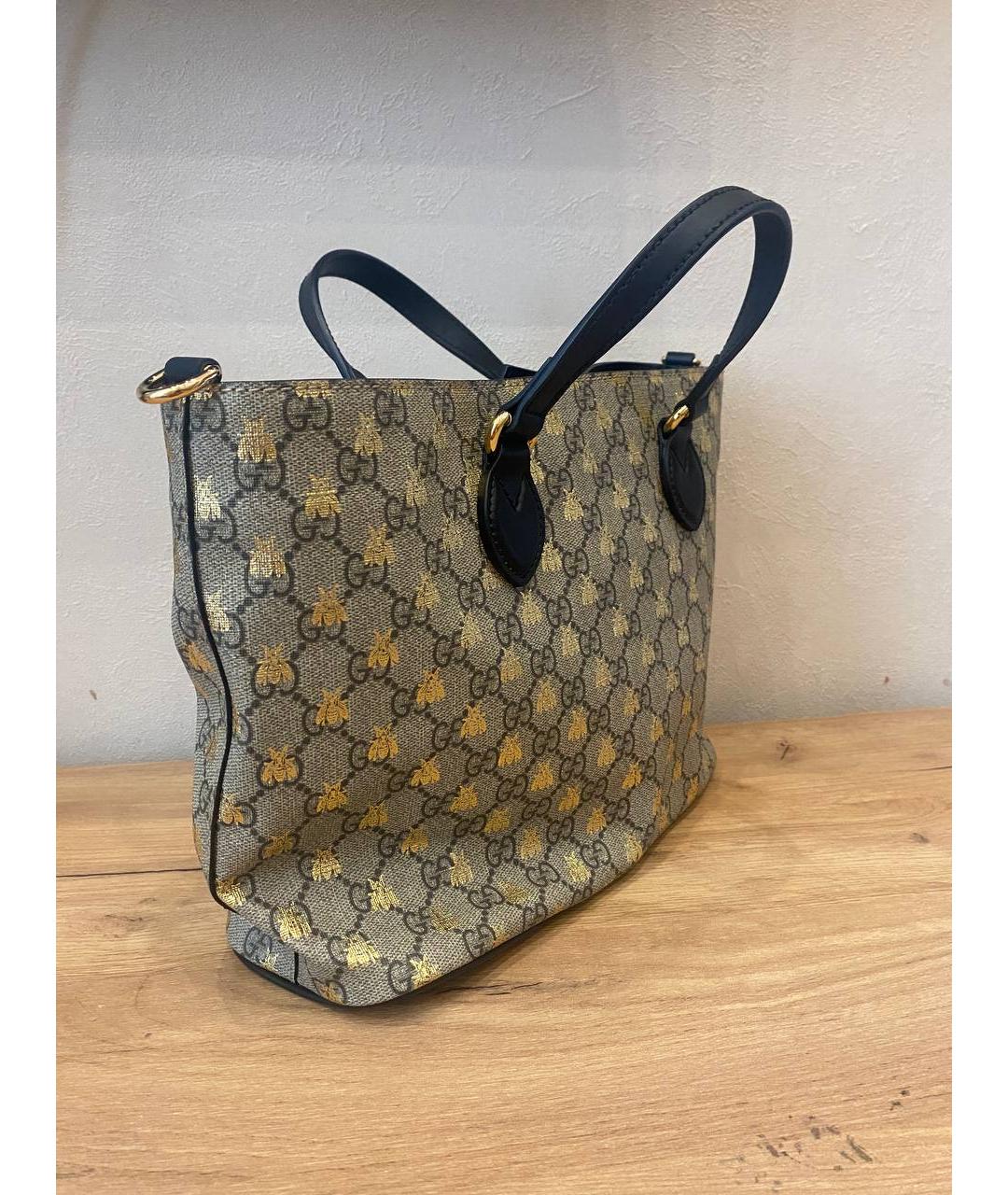 GUCCI Бежевая жаккардовая сумка тоут, фото 2