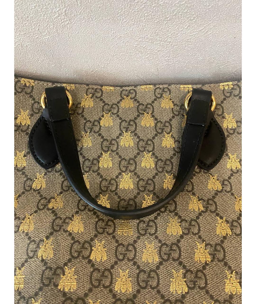 GUCCI Бежевая жаккардовая сумка тоут, фото 7