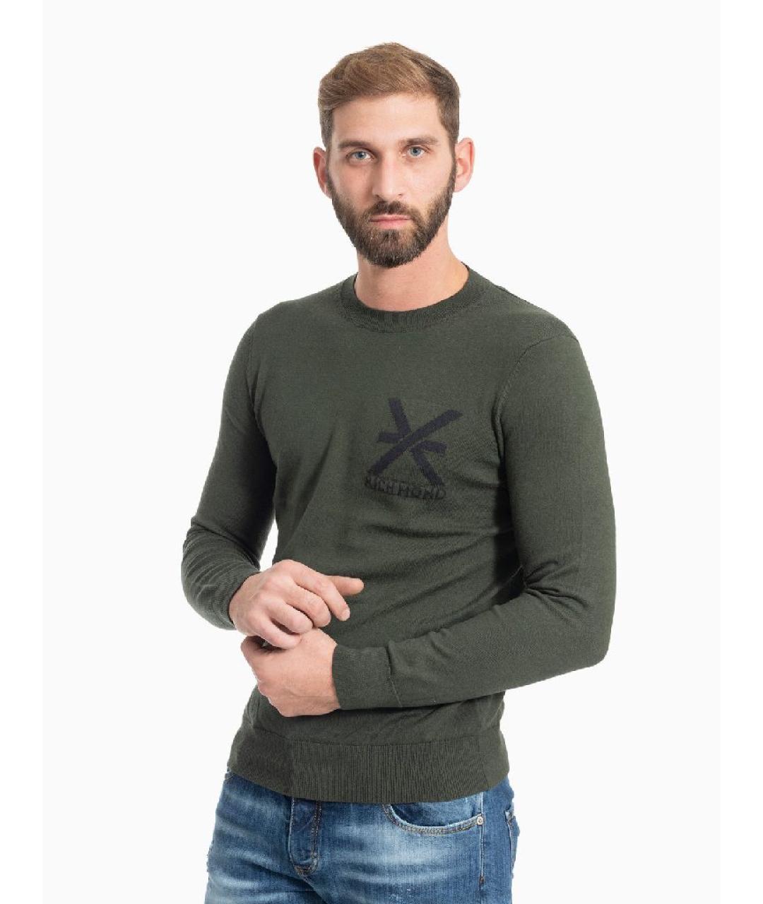 JOHN RICHMOND Хаки шерстяной джемпер / свитер, фото 10