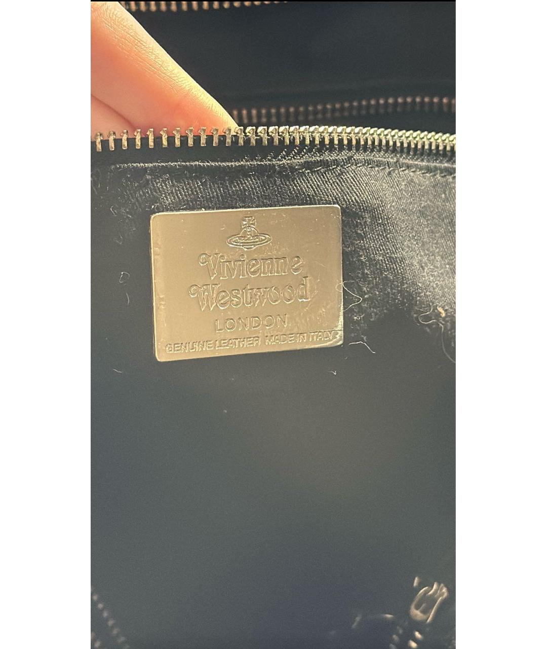 VIVIENNE WESTWOOD Черная сумка через плечо из лакированной кожи, фото 6